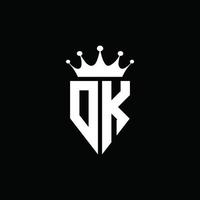 dk logo monogram embleem stijl met kroonvorm ontwerpsjabloon vector