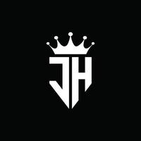jh logo monogram embleem stijl met kroonvorm ontwerpsjabloon vector