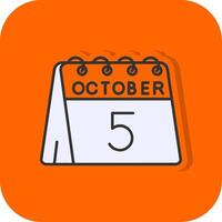 5e van oktober gevulde oranje achtergrond icoon vector