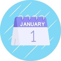 1e van januari vlak blauw cirkel icoon vector