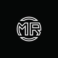 mr logo monogram met negatieve ruimte cirkel afgeronde ontwerpsjabloon vector