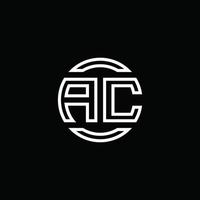 ac logo monogram met negatieve ruimte cirkel afgeronde ontwerpsjabloon vector