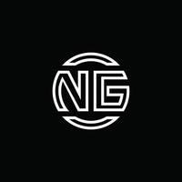 ng logo monogram met negatieve ruimte cirkel afgeronde ontwerpsjabloon vector