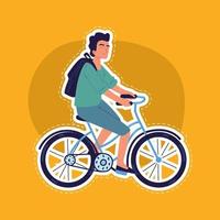 man op fiets sticker vector