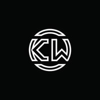 kw logo monogram met negatieve ruimte cirkel afgeronde ontwerpsjabloon vector