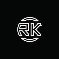rk logo monogram met negatieve ruimte cirkel afgeronde ontwerpsjabloon vector