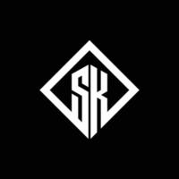 sk logo monogram met vierkante draaistijl ontwerpsjabloon vector