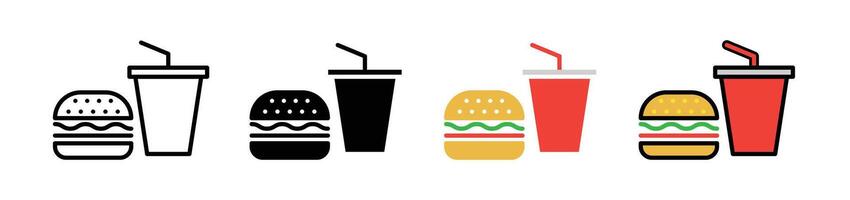 Hamburger en zacht drinken kop icoon vector