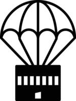 parachute glyph en lijn vector illustratie