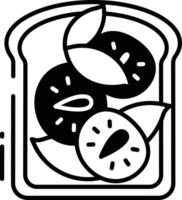 geroosterd brood glyph en lijn vector illustratie