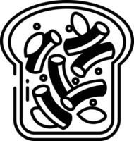 geroosterd brood glyph en lijn vector illustratie