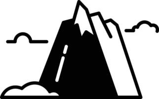 stratovulkaan glyph en lijn vector illustratie