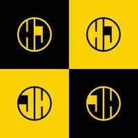 gemakkelijk hj en jh brieven cirkel logo set, geschikt voor bedrijf met hj en jh initialen vector