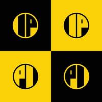 gemakkelijk ik p en pi brieven cirkel logo set, geschikt voor bedrijf met ik p en pi initialen vector