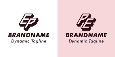 brieven ep en pe 3d monogram logo, geschikt voor bedrijf met ep of pe initialen vector