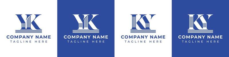 brieven yk en ky pijler logo set, geschikt voor bedrijf met yk en ky verwant naar pijler vector