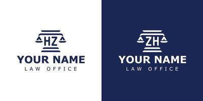 brief hz en zh wettelijk logo, geschikt voor advocaat, legaal, of gerechtigheid met hz of zh initialen vector