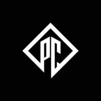 pc-logo-monogram met ontwerpsjabloon voor vierkante rotatiestijl vector