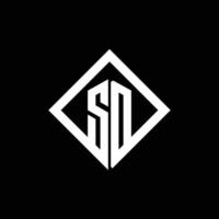 sd logo monogram met vierkante draaistijl ontwerpsjabloon vector