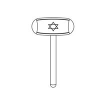 opblaasbare hamer met het pictogram van de vlag van Israël in zwart plat overzichtsontwerp vector