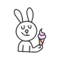 kawaii konijntje cartoon met ijs. perfect voor kinderen, wenskaart, baby shower meisje, stof design. vector