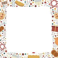 frame met hanukkah vakantie platte ontwerppictogrammen vector
