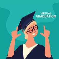 gelukkige student virtuele afstuderen vector