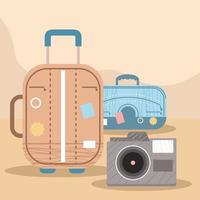 koffer en iconen van toerisme vector