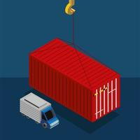 industrie container en vrachtwagen vector