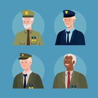 vier veteranen karakters vector