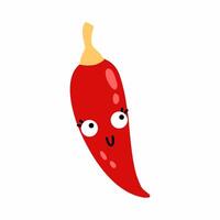 schattig grappig Chili peper met gezicht en emoties. vector geïsoleerd illustratie voor kinderen.