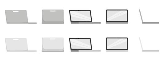 mooie moderne laptop pc met verschillende positie voor thuis en op kantoor geïsoleerd met ander uitzicht