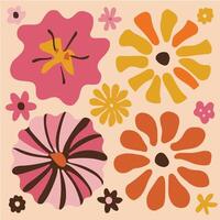 hand- getrokken groovy bloem patroon. wijnoogst stijl. helder kleurrijk kleuren. retro bloemen vector ontwerp y2k.