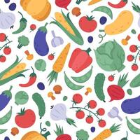 groenten naadloos patroon. tekening vegetariërs kleurrijk groenten inpakken, tekenfilm natuurlijk producten veganistisch kleding stof, of maaltijd menu ontwerp. biologisch groenten vector achtergrond