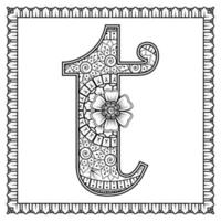 letter a gemaakt van bloemen in mehndi-stijl. kleurboek pagina. schets hand-draw vectorillustratie. vector