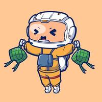 schattig astronaut Ramadan kareem. vector illustratie