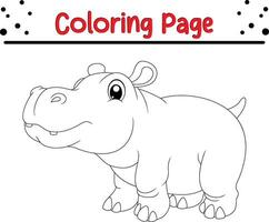 schattig dik nijlpaard kleur bladzijde voor kinderen vector