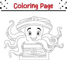 kleur bladzijde Octopus borst voor kinderen vector