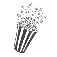 contour popcorn icoon. hand- getrokken tekenfilm illustratie van voedsel in bioscoop. Amerikaans symbool van tussendoortje in tekening stijl. vector