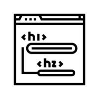 hoofd tags h1 h2 seo lijn icoon vector illustratie