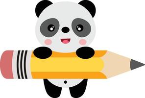 schattig panda Holding een groot potlood vector