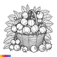 fruit mand lijn kunst illustratie voor de kleur boek. fruit kleur bladzijde. vector grafiek