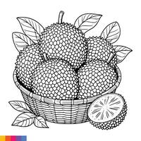 fruit mand lijn kunst illustratie voor de kleur boek. fruit kleur bladzijde. vector grafiek