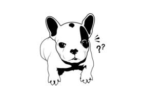 schattig weinig Frans bulldog in zwart en wit vector