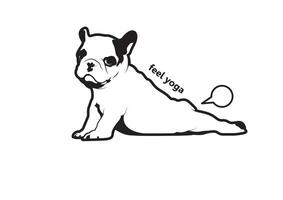 schattig Frans bulldog puppy is aan het doen yoga strekt zich uit en vervolgens ze scheten gemakkelijk vector