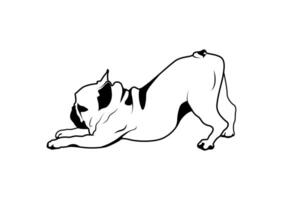 schattig yoga frenchie stijl vector