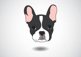 schattig zwart en wit frenchie gezicht portret in de grijs achtergrond vector