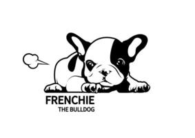 schattig zwart en wit Frans bulldog puppy vector