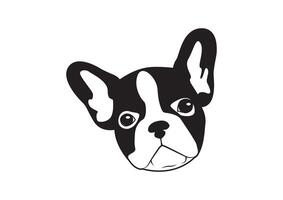 schattig twee toon Frans bulldog zwart en wit logo vector