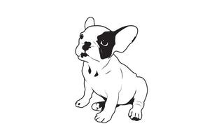 schattig twee toon Frans bulldog in zwart en wit stijl logo vector